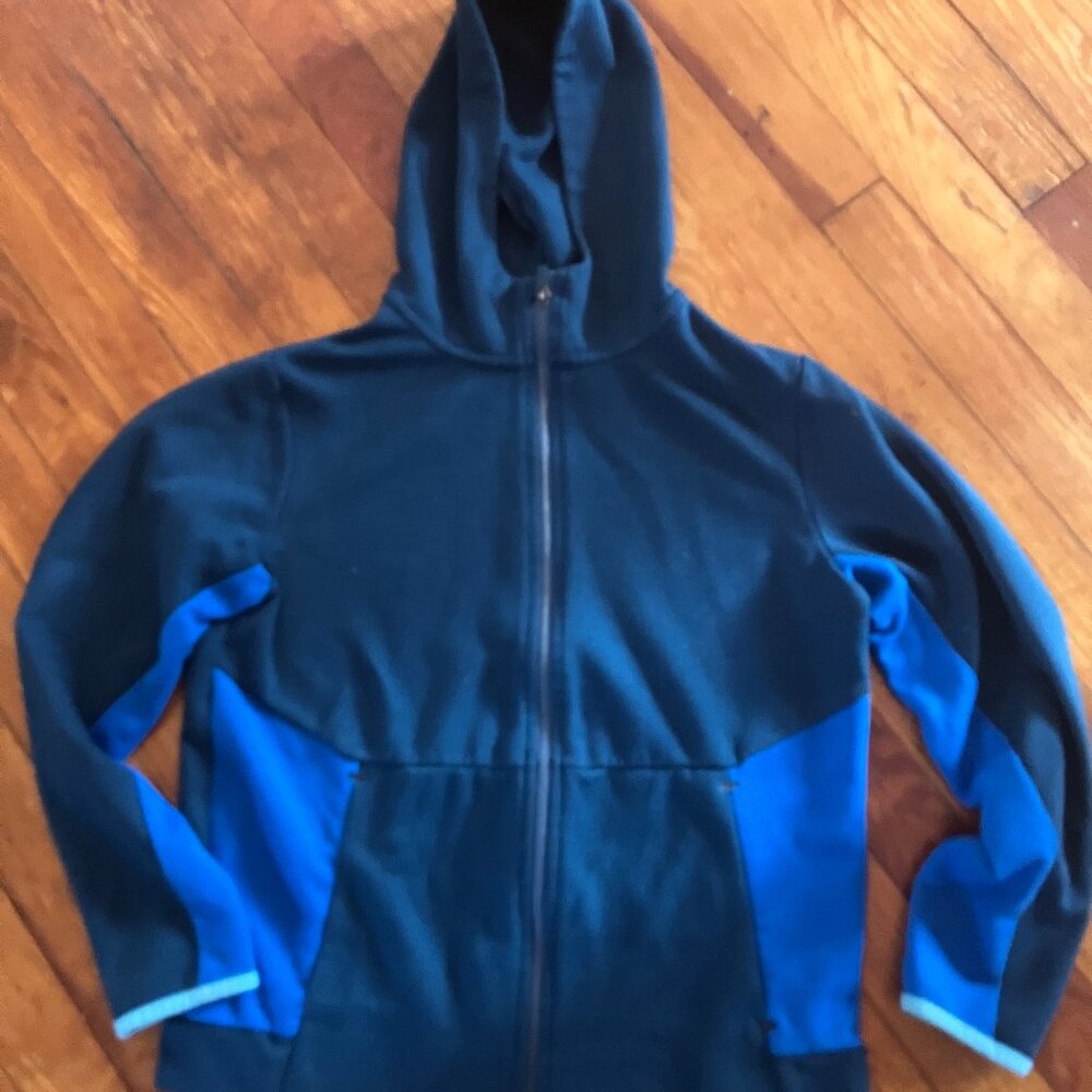 Tek Gear Boys 14/16 Ultra Soft Fleece Zip-Up Hoodie Jacket Blue & Gray pockets